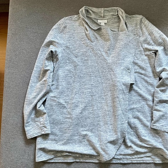 Pure Jill Gray Open Front Water-fall Knit Cardigan Size S - Picture 5 of 12